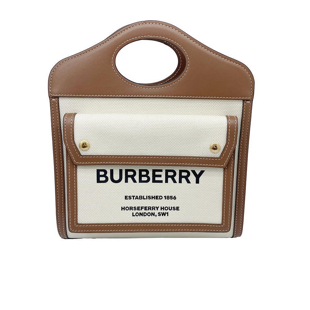 BURBERRY Pocket Bag Brown Shoulder Handbag Malt Crossbody Two Tone